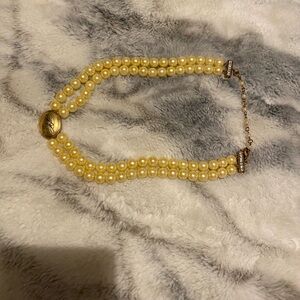 Avon Presidents Club reversible Elegant Gold Pearl Necklace with Crystal stones